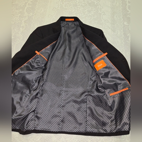 Tallia Boys 100% Wool Blazer Jacket Size 36S Black Striped 2 Button Sport Coat - Picture 9 of 12